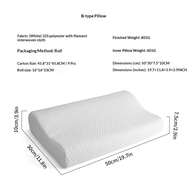 Memory pillow B-type wave sleep protection cervical spine zero pressure memory cotton slow rebound pillow