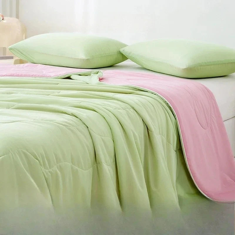Home Travel Comfortable Skin Friendly Summer Cooler Quilt Air Conditioning Quilt Antibacterial Cool Feeling Fiber Thin Blanket