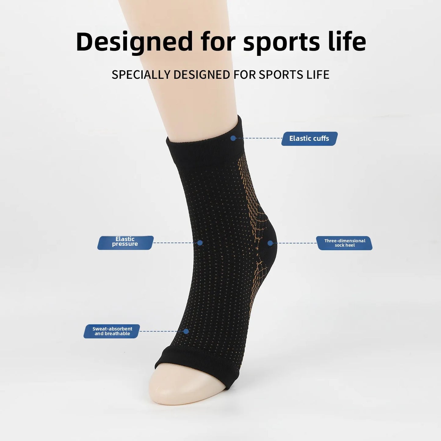Knit Yoga Socks Toeless Compression Socks for Running Fitness Unisex Breathable Comfortable