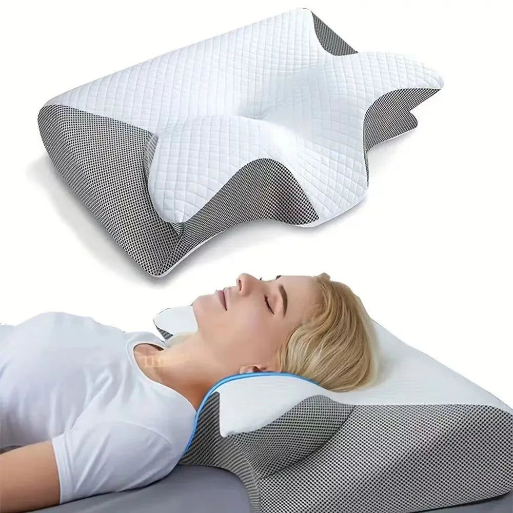 Cervical Butterfly Pillow Memory Foam Sleeping Pillow with Removable Pillowcase