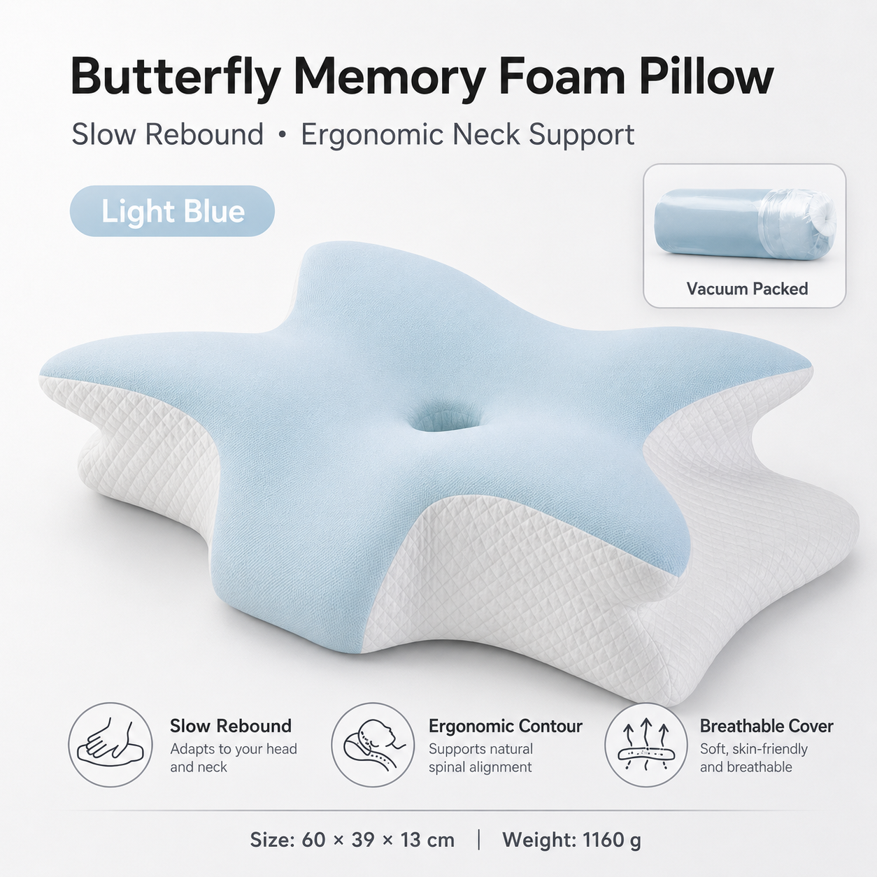 New Orthopedic Neck Pillow Butterfly Shape Memory Foam Cervical Support Sleeping Pillow