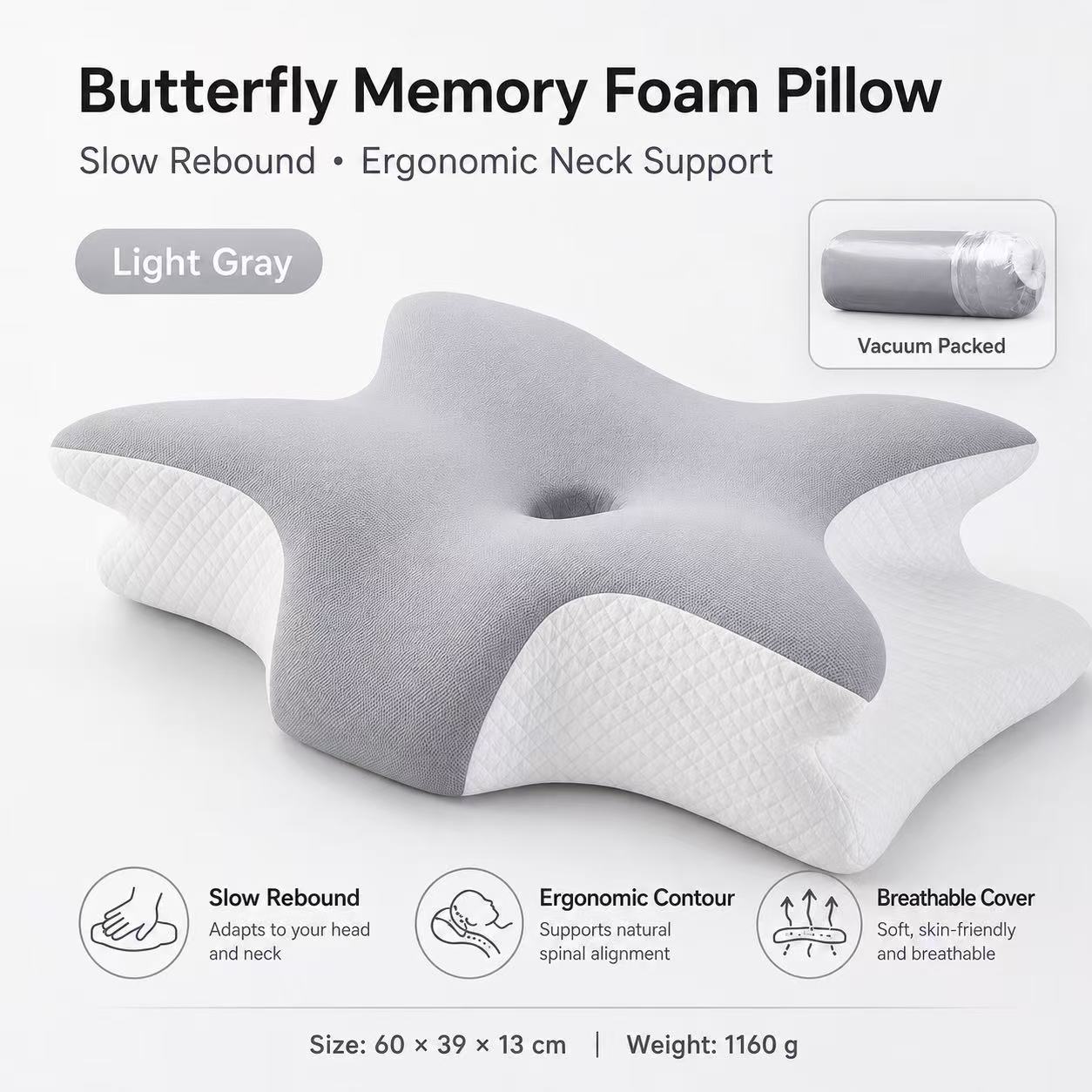 New Orthopedic Neck Pillow Butterfly Shape Memory Foam Cervical Support Sleeping Pillow
