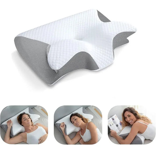 Cervical Butterfly Pillow Memory Foam Sleeping Pillow with Removable Pillowcase