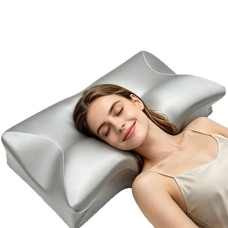 Ice Silk Cooling Butterfly Memory Foam Pillow Slow Rebound Ergonomic Cervical Neck Support Contour Pillow for Side Back Sleepers